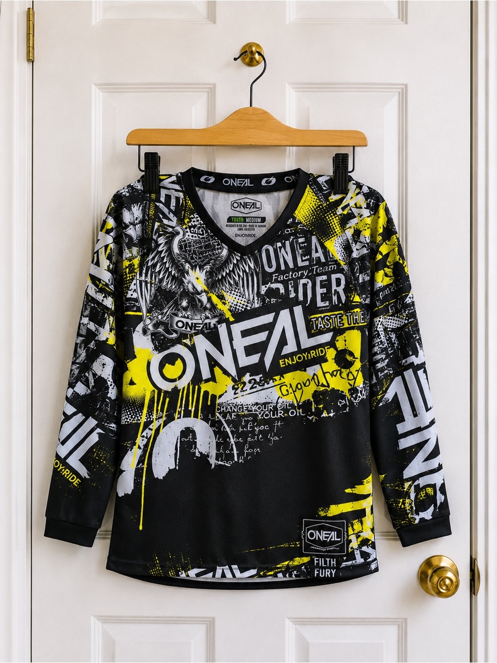 O’Neal Element Attack Youth Motocross Jersey Black Yellow Youth M MX Dirt Bike